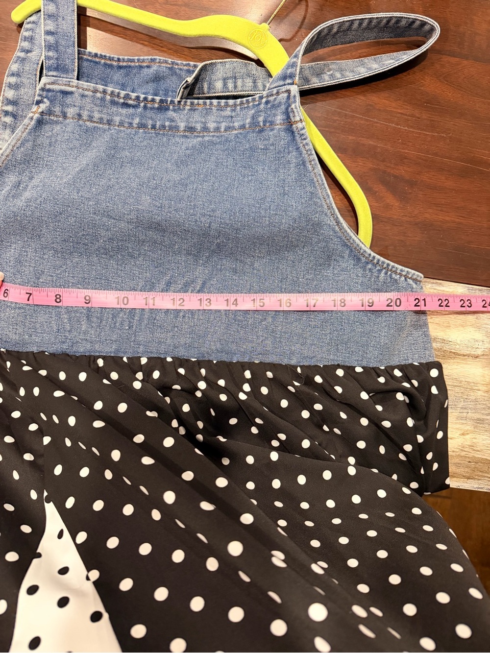 Oddi Polka Dot Denim-Top Maxi overall Dress - Black & White - Picture 4 of 5